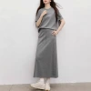 Letter embossed diamond grey T-shirt 2026 Spring/Summer New women's round-neck beautiful small top 90126060208 Application Scenario